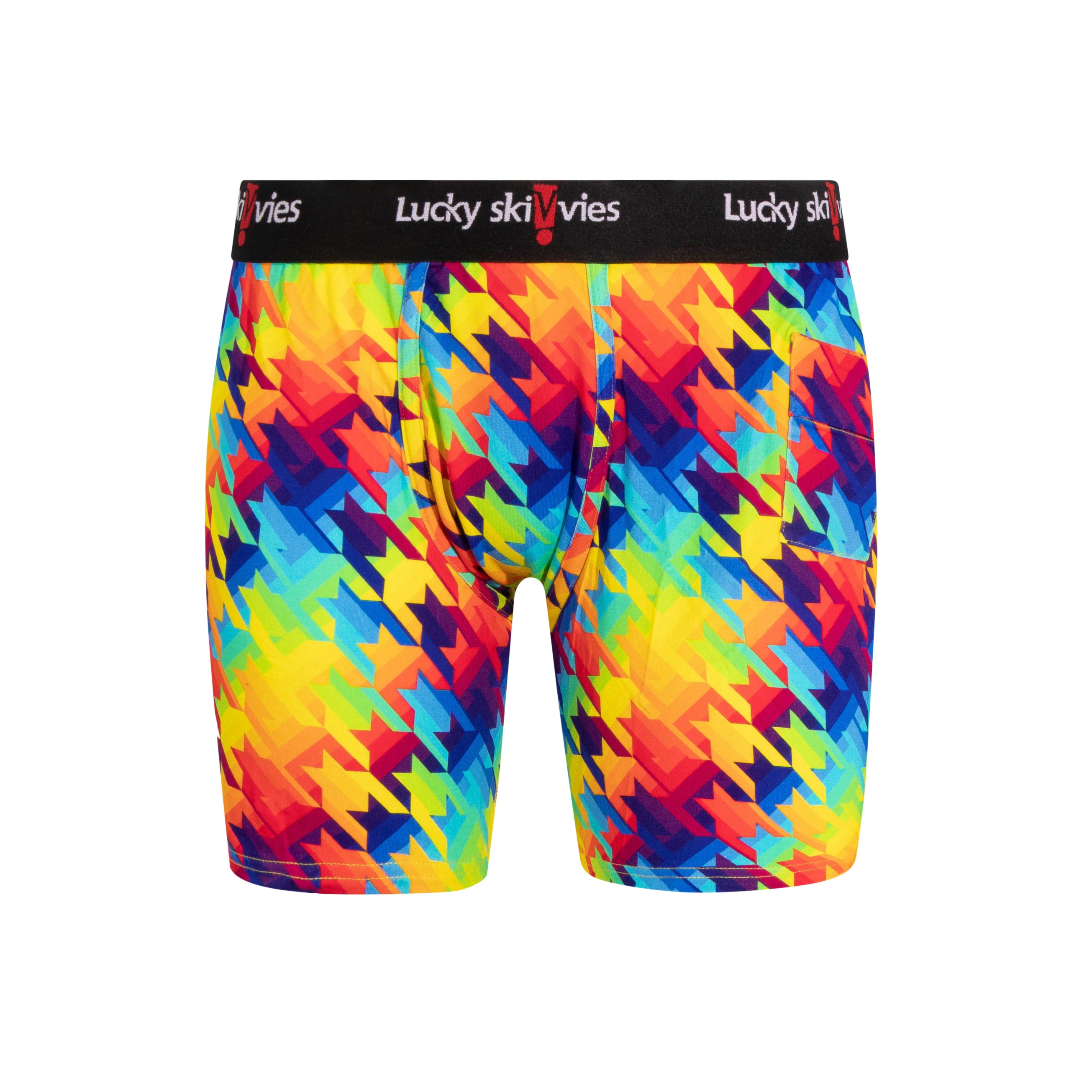 6" Rainbow Hounds Tooth Boxer Briefs - Lucky Skivvies